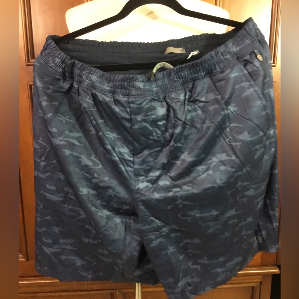 Tasc Men’s Lined Athletic Swim Trunk 2XL Blue Camo Hybrid pocketed Sho New W Tag